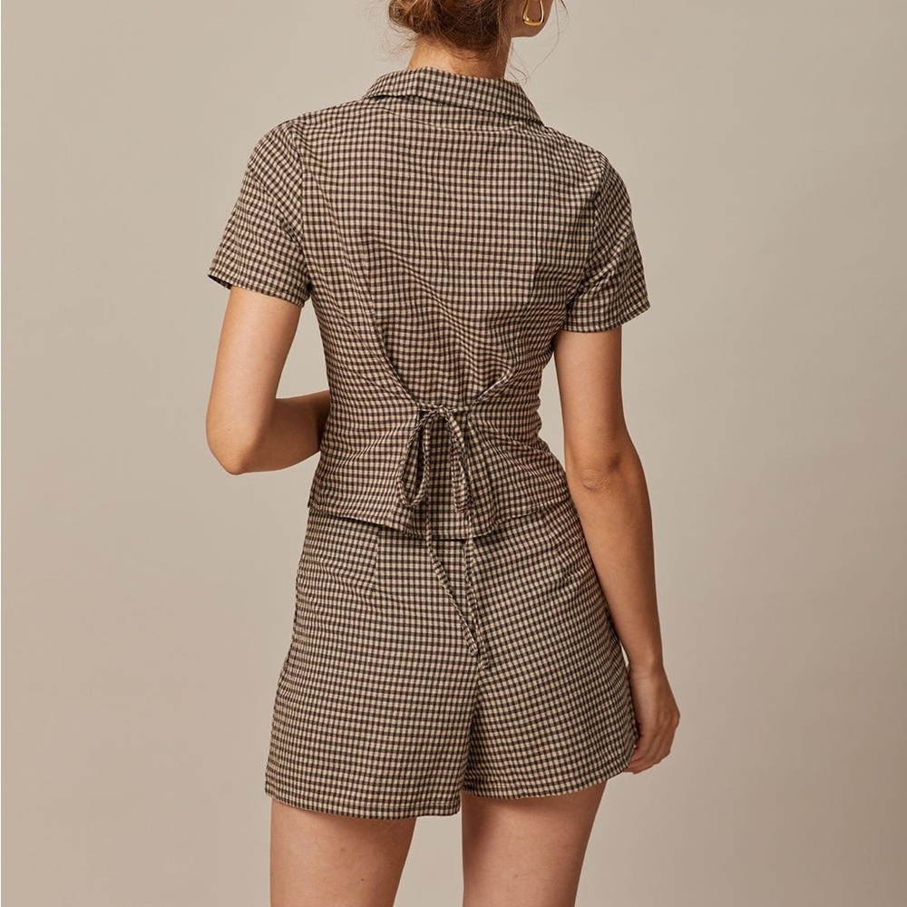 Rihoas Brown High Waisted Plaid Shorts - Picture 4 of 10